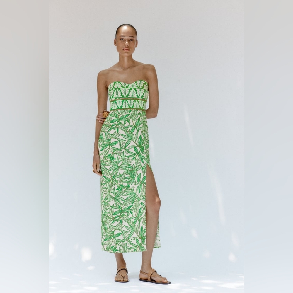 Zara Strapless Printed Dress, Size XL